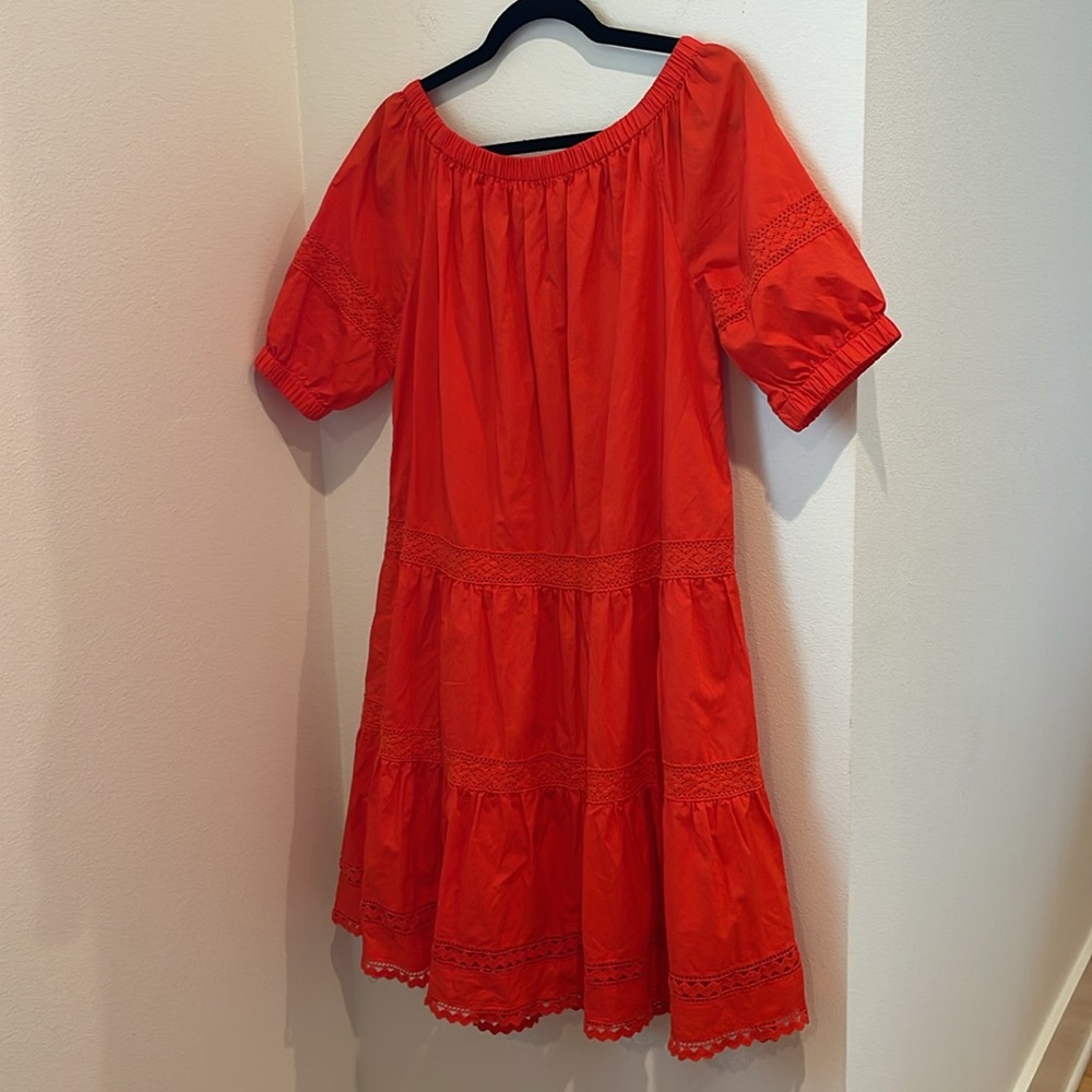 Kate Spade BROOME STREET off shoulder cherry red dress - Picture 7 of 7